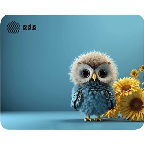 Коврик для компьютерной мыши   Cactus Owl blue, игровой, 220*180*2 мм, рис. &quot;синяя сова&quot;