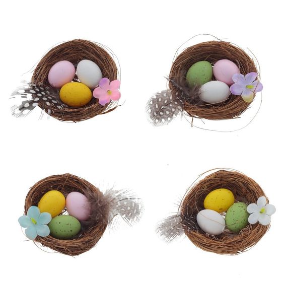 Изделие декоративное &quot;Гнездо пасхальное&quot; (блок 12 шт), L5,5 W5,5 H2,5 см, 4в.