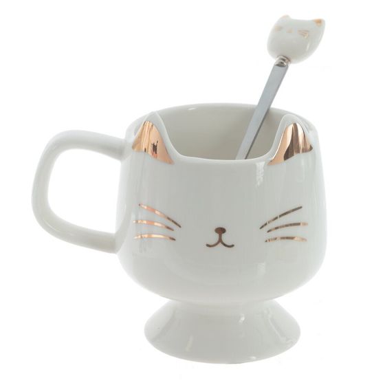 Кружка с ложкой, 280 мл, L12 W9 H11 см, дизайн микс