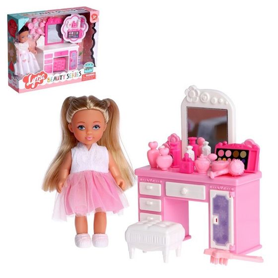Кукла малышка Парикмахер Lyna с набором мебели и аксессуарами, МИКС