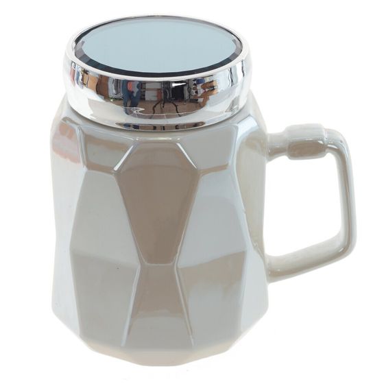 Кружка с крышкой, 550 мл, L13 W9 H13 см, цвет микс