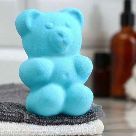 Бомбочка для ванны &quot;Медвежонок&quot; с ароматом яблока, голубая, 80 г