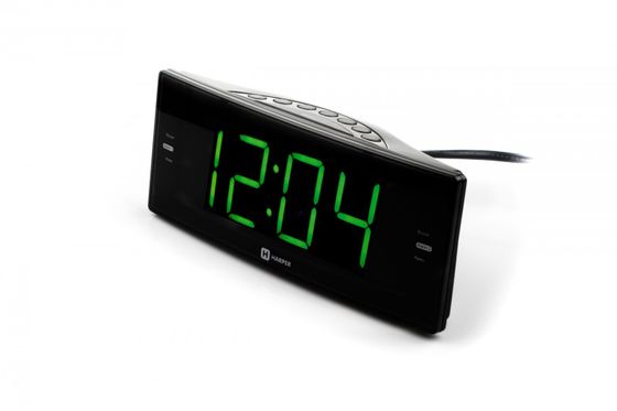 Радиобудильник Harper HCLK-2044 черный/LED зеленый