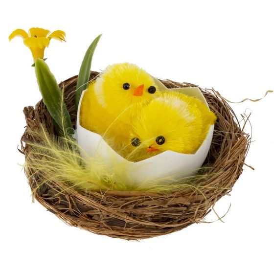 Набор из 2-х изделий декоративных &quot;Гнездо пасхальное&quot;, Д11 Ш6 В6 см