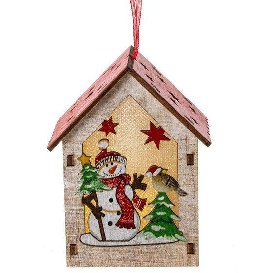 Изделие декоративное подвесное &quot;Домик&quot; с подсветкой, L5,5 W5 H9 см, 2в.