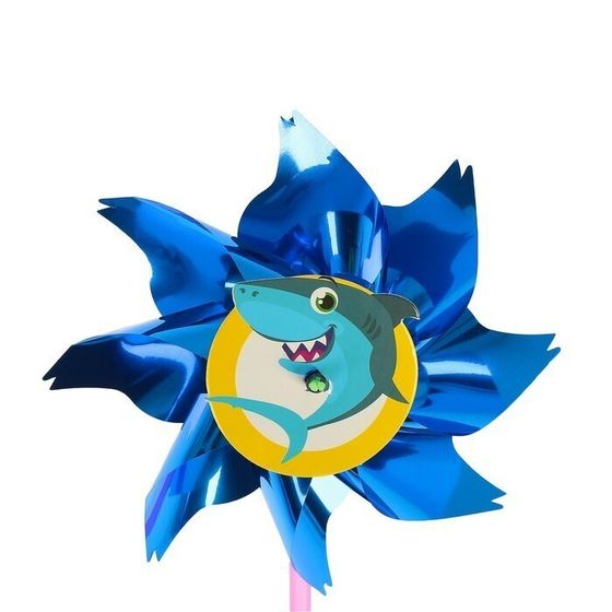 !09 НАБОР 7 ШТУК - Ветерок с фольгой «Акула», 36 см