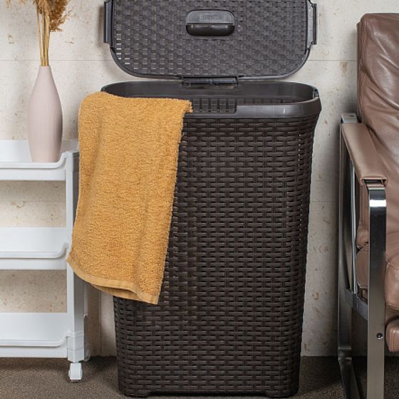 Корзина для белья RATTAN STYLE 40л темно-коричневая