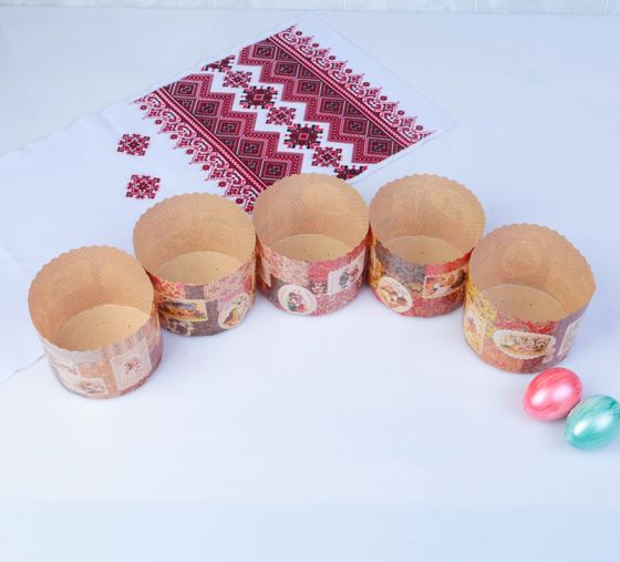 !09 Комплект из 3-х штук - Форма бумажная для кекса, маффинов и кулича "Ретро МИКС" 110 x 85мм,