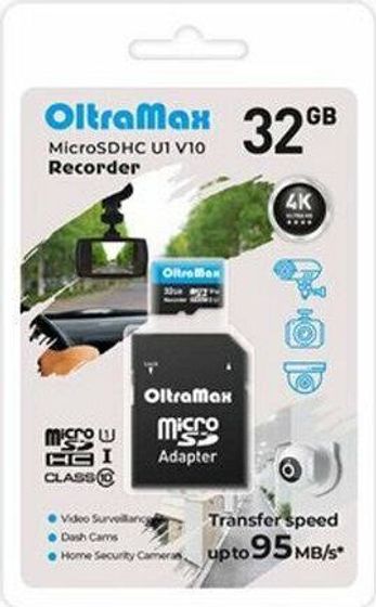 Карта памяти microSDHC 32GB Oltramax OM32GCSDHC10-U1-V10+ адаптер