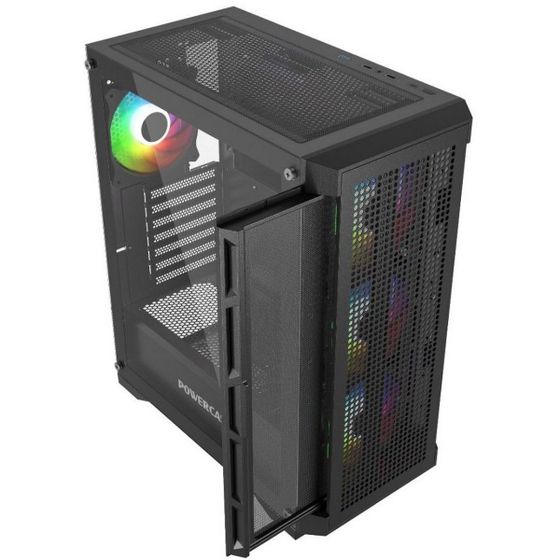Корпус Powercase Корпус Powercase Ultimate Black, Tempered Glass, 4x 120mm ARGB fans, ARGB HUB, чёрный, ATX  (CUB-A4)