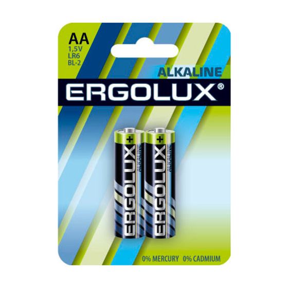 Батарейка Ergolux Alkaline LR6 BL-2 AA 2800mAh (2шт) блистер