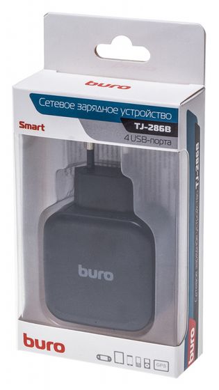 Сетевое зар./устр. Buro TJ-286B Smart 5A универсальное черный (TJ-286B)