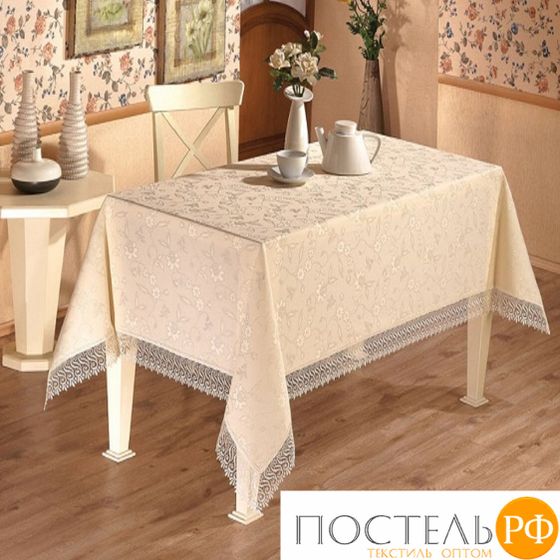 8082 Скатерть DO&amp;CO c гипюром 160x220 КДК кремовый