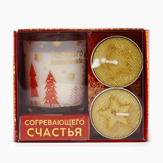 !09 Подарочный набор новогодних свечей «Зимнего волшебства», 11×5.6×9.8 см