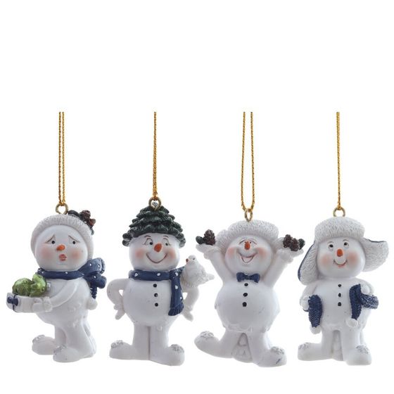 Фигурка декоративная подвесная "Снеговик", L3,5 W2,5 H6 см, 4в.