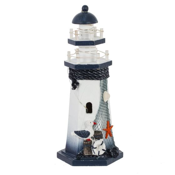 Фигурка декоративная &quot;Маяк&quot; (подсветка 3xLR44) , L11,5 W10 H26,5 см. 4в.