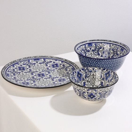 !09 Набор 2 штуки - Салатник керамический Доляна «Дайра», 350 мл, d=12 см, цвет серый