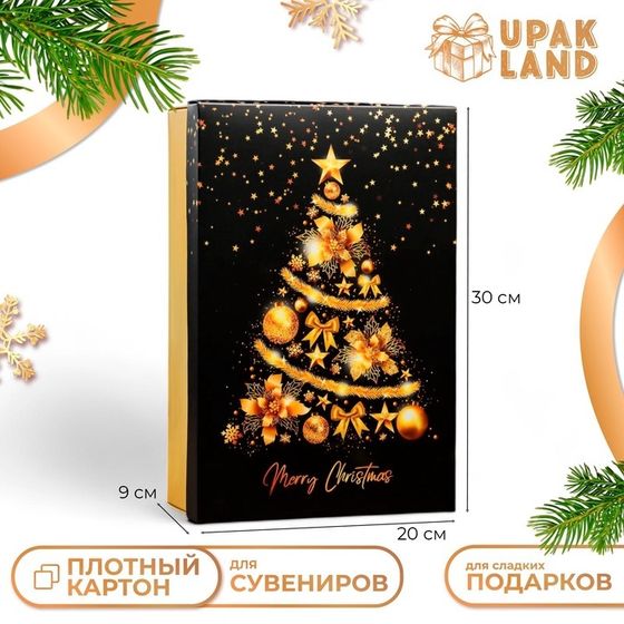 Коробка подарочная новогодняя складная, крышка-дно,&quot;Merry Christmas&quot; 30 х 20 х 9 см