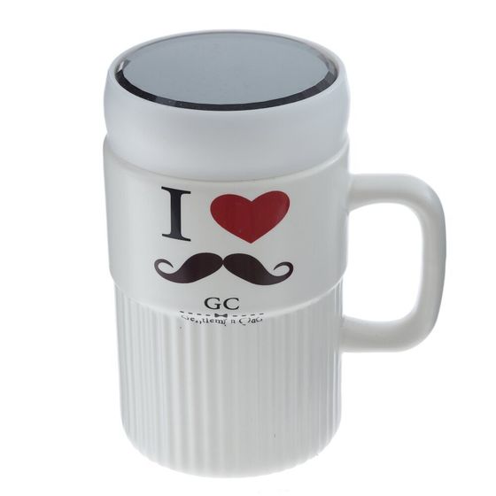 Кружка с крышкой, L6,6 W6,6 H12,8 см, 1 штука, дизайн микс