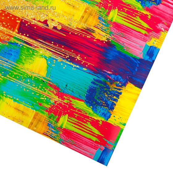 !09 Бумага упаковочная 2 листа глянцевая «Мазки», 100 х 70 см
