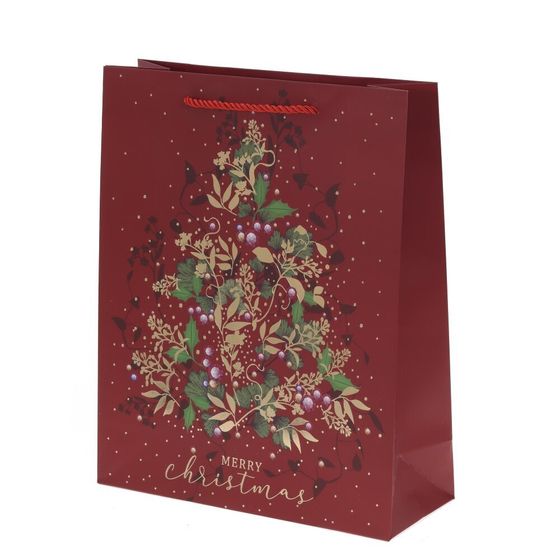 Пакет подарочный (бумага 210г/м2, блок 12шт), L32 W10 H26 см, 4в.