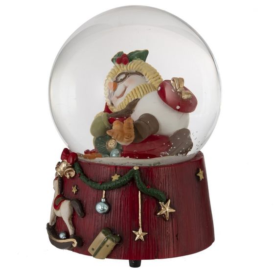 Фигурка декоративная &quot;Снеговик&quot; в стекл шаре (ключ,муз), D 10 см, L10 W10 H14 см
