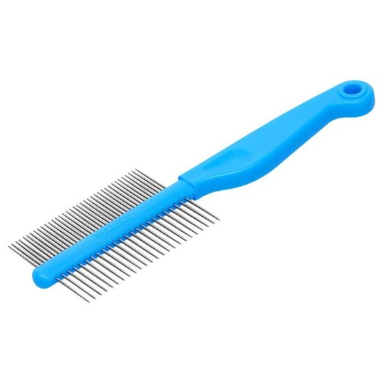 Расчёска DeLIGHT, двухсторонняя 24/37 зубьев 25 мм, пластиковая ручка, голубая