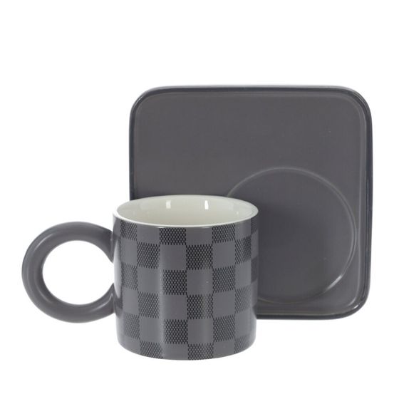 Кружка с блюдцем, 260 мл, L14 W14 H8,5 см, цвет микс