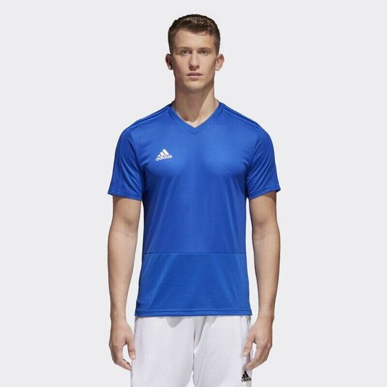 Мужская футболка спортивная синяя однотонная для футбола Adidas Condivo 18 TR M CG0352 football jersey