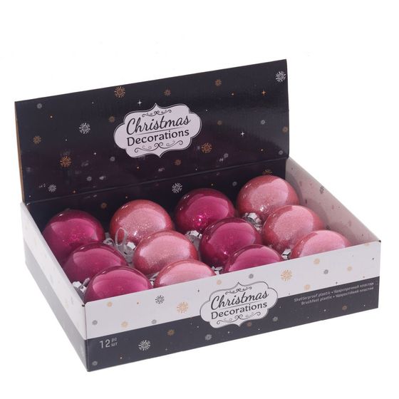 Набор из 12шт Украшение новогоднее "Шар", D 8 см, L35,5 W27 H9 см
