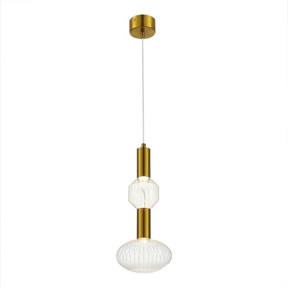 Светильник подвесной St Luce. SL6117.223.02. Tacche. 2х3 Вт, LED, 3000K, 480 Lm, 18х18х34 см, цвет латунь