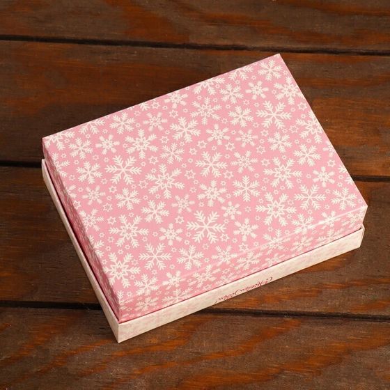 !09 Коробка (набор 4 штуки) сборная крышка-дно без окна, &quot;Женский Новый год&quot;, 16,5 х 12,5 х 5,2 см