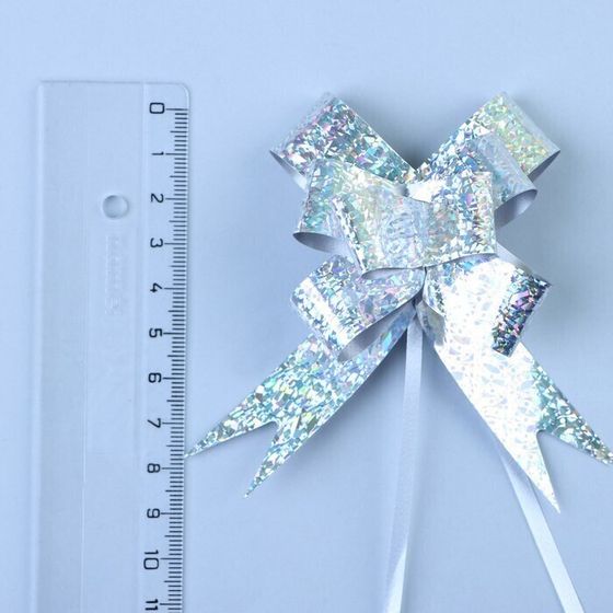 !09 Подарочный Бант - бабочка (набор 10 штук) N 1.8, цвет серебро голография, для упаковки подарков