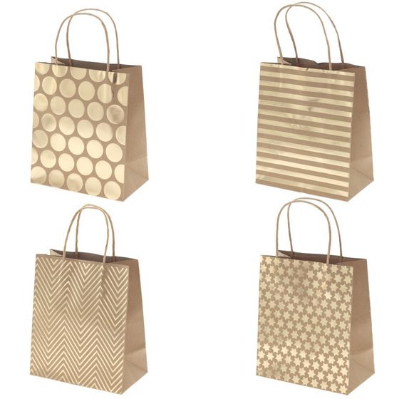 Пакет подарочный ((блок микс 12шт), L18 W10 H21 см, 4в.