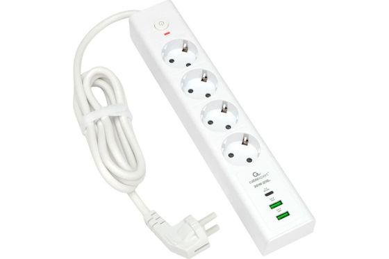 Сетевой фильтр Cablexpert Exnovo EXN-4-CU2-W-2 4 розеток 2м белый (EXN-4-CU2-W-2)