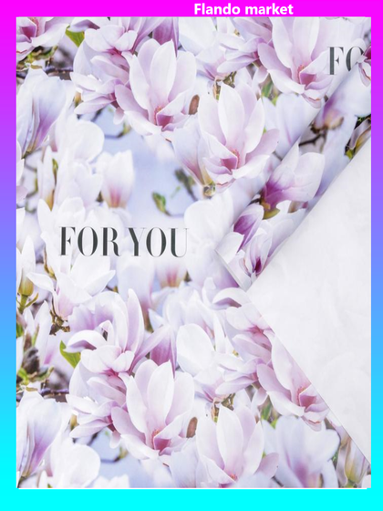 !09 Бумага (набор 5 листов) упаковочная глянцевая «Цветущая магнолия», 70 × 100 см.