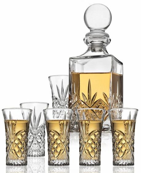 Dublin Crystal 7 Piece Spirits Decanter &amp; Shot Glass Set