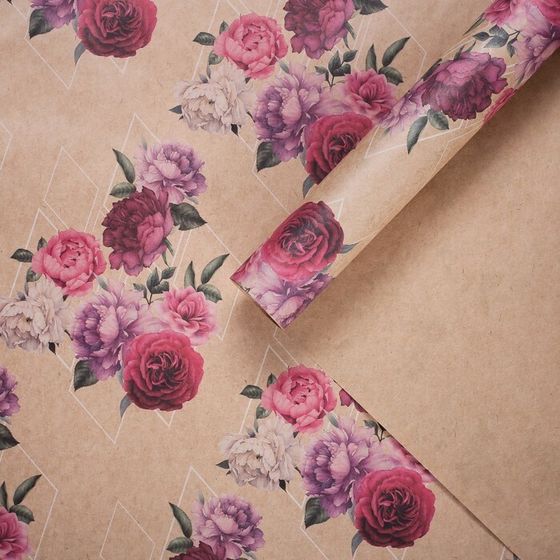 Бумага упаковочная крафтовая «Цветочные сны», 70 × 100 см (2 штуки)