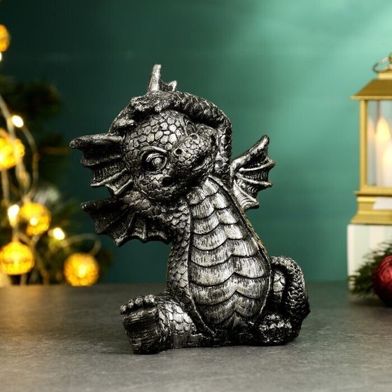 !Фигура &quot;Дракоша Йоган&quot; серебро, 20х15х10 см.