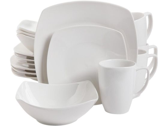 Gibson Overseas 16 Piece Zen Buffetware Dinnerware Set, White, Fine Ceramic