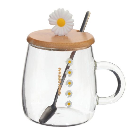 Кружка с крышкой и ложкой, 470 мл, L12,5 W9 H13 см, 4в.