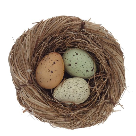 Набор из 3-х изделий декоративных "Гнездо пасхальное" (6,5*4,5), L21 W7 H4,5 см