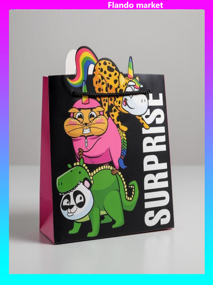 !Пакет подарочный Surpprise, 2 штуки, 25 × 26 × 10 см