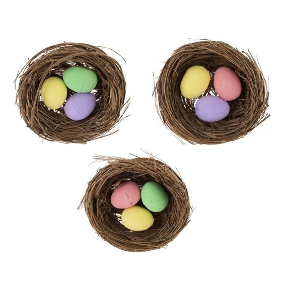 Изделие декоративное &quot;Гнездо пасхальное&quot; (блок 12 шт), L6 W6 H2 см, 3в.