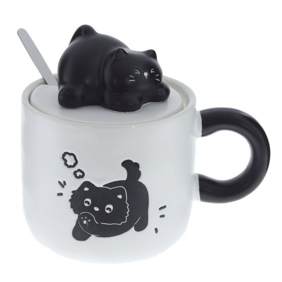 Кружка с крышкой, 360 мл, L14 W10 H12 см, 4в.