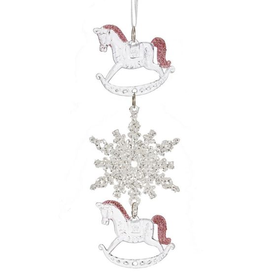 Украшение новогоднеe подвеска&quot;Снежинка с лошадками&quot;, L6,5 W0,5 H18 см