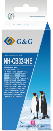Картридж струйный G&amp;G NH-CB324HE пурпурный (14.2мл) для HP Photosmart B8553/C5324/C5370/C5373/C5380/C5383