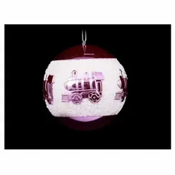!09 Набор елочных шаров (набор 3 штуки) "Паровозик", d=8 см, цвет сиреневый