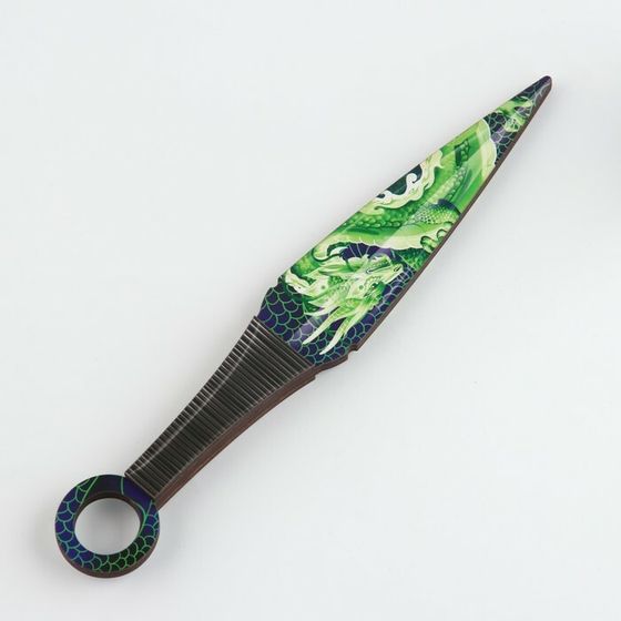 Сувенир деревянный нож кунай «Зеленый дракон», 26 см