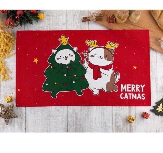 !09 Комплект из 3-х полотенец: Полотенце "Merry catmas" 35х60 см,100% хлопок 160 г/м2